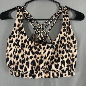 Victoria's Secret Sports Bra Minimal Support Leopard Strappy Cross Back Large